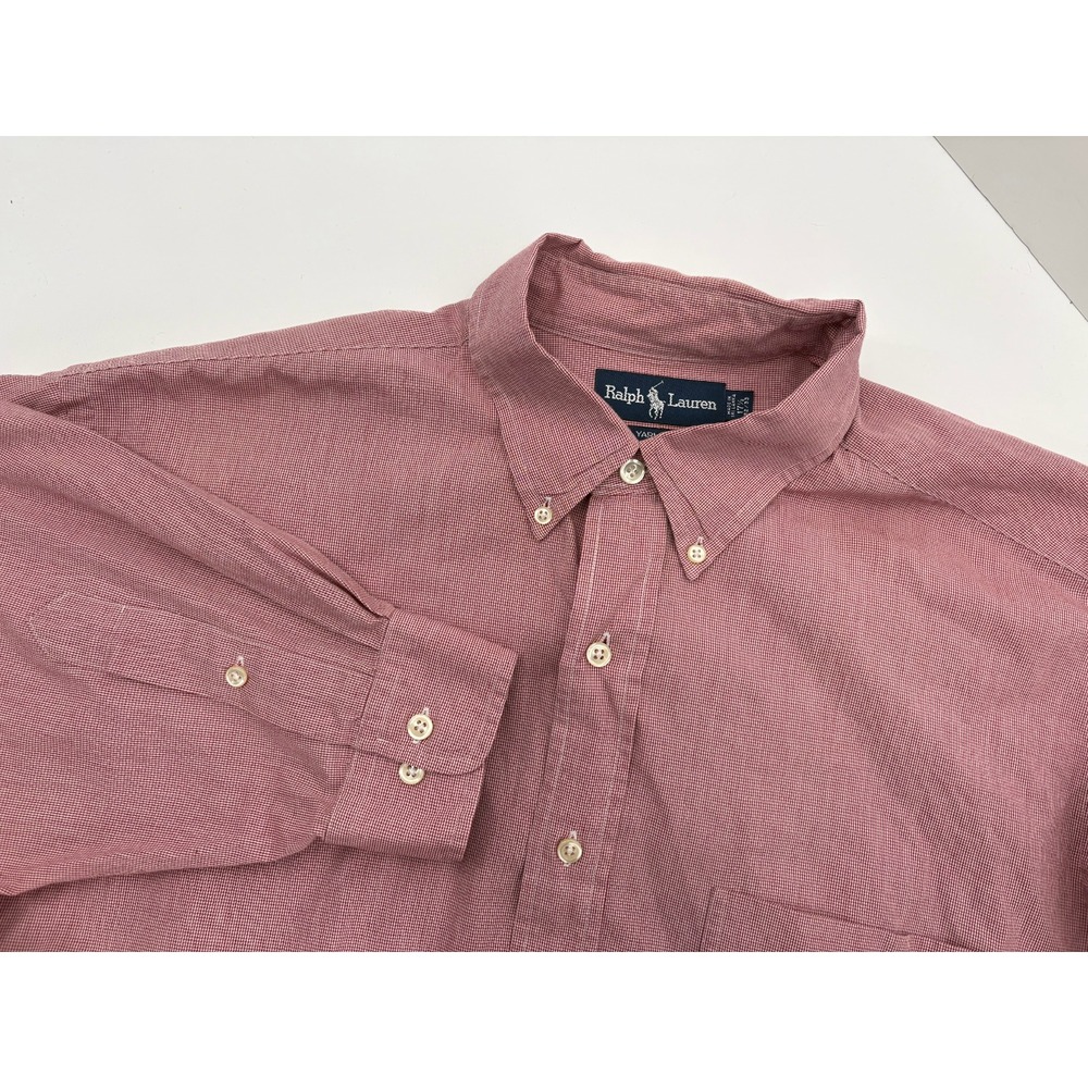 Ralph Lauren VTG Men's Yarmouth Red Button Down Long Sleeve Shirt, 17.5 32/33